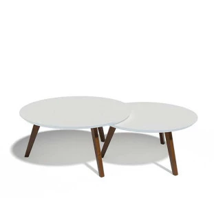 Conjunto Com 2 Mesas de Centro Redonda Classic Imcal Branco