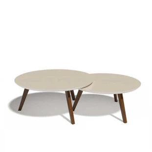 Conjunto Com 2 Mesas de Centro Redonda Classic Imcal Off White