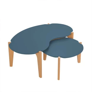 Conjunto de Mesa de Centro Florida 105cm e 55cm Lukaliam Azul Lord/Freijo