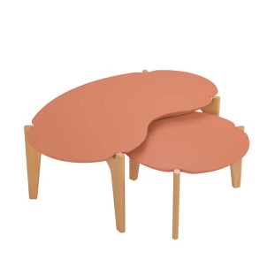 Conjunto de Mesa de Centro Florida 105cm e 55cm Lukaliam Luanda/Freijo