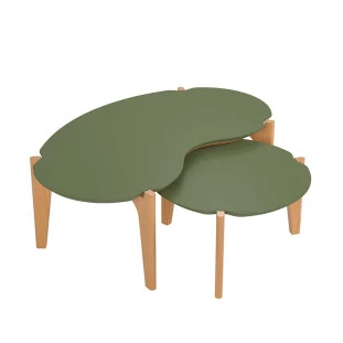 Conjunto de Mesa de Centro Florida 105cm e 55cm Lukaliam Verde Floresta/Freijo