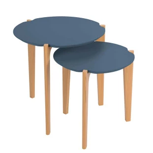 Conjunto de Mesa Lateral Florida 50cm e 60cm Lukaliam Azul Lord/Freijo