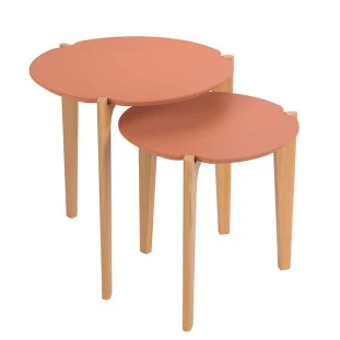 Conjunto de Mesa Lateral Florida 50cm e 60cm Lukaliam Luanda/Freijo