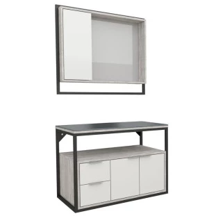 Conjunto Para Banheiro Madeira Apoema 80 Cozimax Branco/Calcare