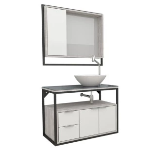 Conjunto Para Banheiro Apoema 80 com Cuba Cuia Cozimax Branco/Calcare