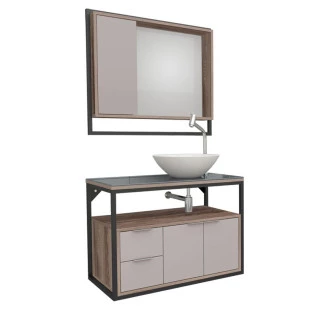 Conjunto Para Banheiro Apoema 80 com Cuba Cuia Cozimax Nudi/Tamarindo