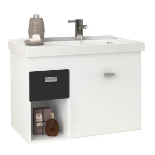 Gabinete Para Banheiro Madeira Camélia 60 Cozimax Branco/Preto