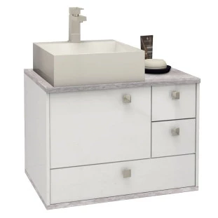 Gabinete de Banheiro Moema 60 Cuba Cubo Cozimax Branco/Calcare