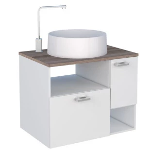 Gabinete Para Banheiro Iara 60 com Cuba Domo Cozimax Branco/Tamarindo