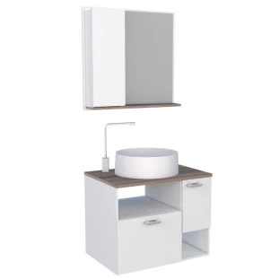 Conjunto para Banheiro Iara 60 com Cuba Domo Cozimax Branco/Tamarindo