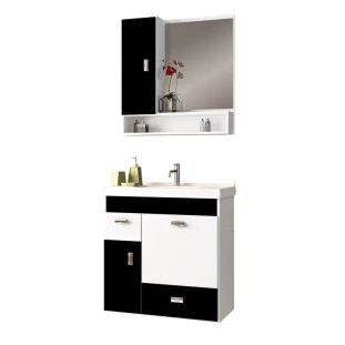 Conjunto Para Banheiro Madeira Orquídea 60 Cozimax Branco/Preto