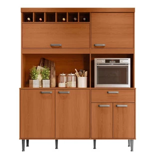 Cozinha Completa 160cm Adega 6 Portas 1 Gaveta Dakota Lukaliam Jequitiba
