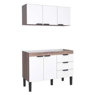 Cozinha Completa Gabinete e Armário Aéreo Flamingo 120 Cozimax Branco/Tamarindo