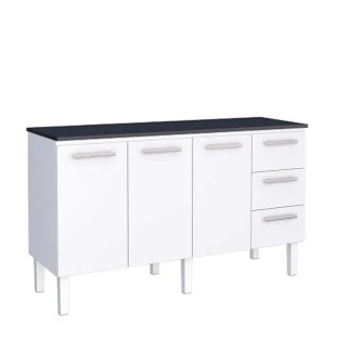 Balcão Cozinha Aço 160 Vênus 3 Gavetas Com Tampo Cozimax Branco