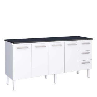 Balcão Cozinha Aço 200 Vênus 3 Gavetas Com Tampo Cozimax Branco