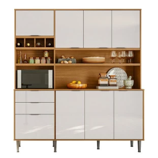 Cozinha Completa 180cm 8 Portas 2 Gaveta Viena Lukaliam Tauari/Off White