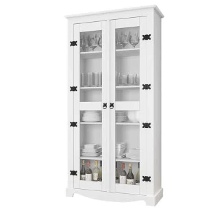 Cristaleira Retrô 2 Portas Vidro 100cm New York RV Móveis Branco