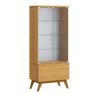 Cristaleira Moderna 73x165 Classic 1G com LED 1 Gaveta Imcal Nature