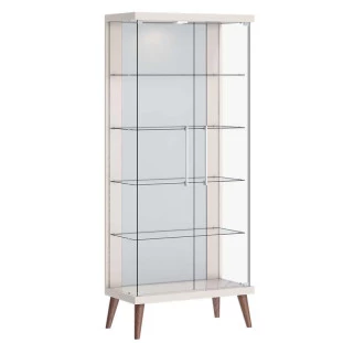 Cristaleira de Vidro Espelho Moderna Com LED 75x179 Tifanny Imcal Off White