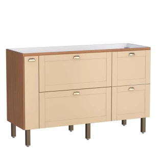 Gabinete De Madeira Para Pia De Cozinha 150cm Estilo Americano Grou Cozimax Areia/Jequitiba