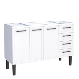 Gabinete de Aço Para Pia 140cm 3 Portas Juno/Apolo 4 Gavetas Cozimax Branco