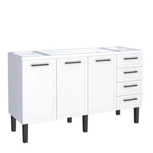 Gabinete de Aço Para Pia 160cm 3 Portas Juno/Apolo 4 Gavetas Cozimax Branco