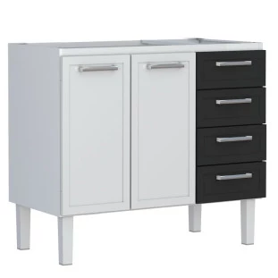 Gabinete de Pia 120 Apolo Flat 4G Cozimax Branco/Preto