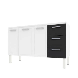 Gabinete de Pia 150 Apolo Flat 3G Cozimax Branco/Preto