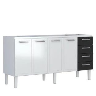 Gabinete de Pia 200 Apolo Flat 4G Cozimax Branco/Preto