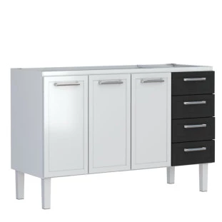 Gabinete de Pia 140 Apolo Flat 4G Cozimax Branco/Preto 