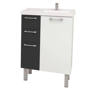 Gabinete Para Banheiro Aço Cereja 60 Cozimax Branco/Preto