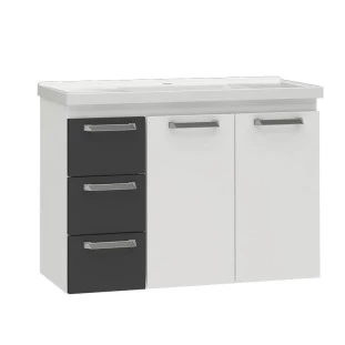 Gabinete Para Banheiro Aço Damasco Suspenso 80 Cozimax Branco/Preto