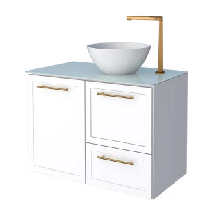 Gabinete Para Banheiro Aço 77cm Jambo 80 Com Cuba Louça Cuia Cozimax Branco