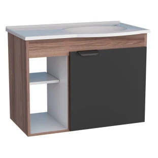 Gabinete Para Banheiro Com Pia Dália Cozimax Tamarindo/Preto