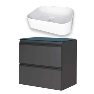 Gabinete Para Banheiro Gaia 60 com Cuba Luna Cozimax Preto