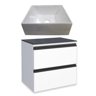 Gabinete Para Banheiro Gaia 60 com Cuba Prisma Cozimax Branco