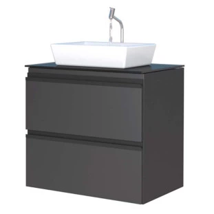 Gabinete Para Banheiro Aço Gaia 60 com Cuba Louça Linea Cozimax Preto