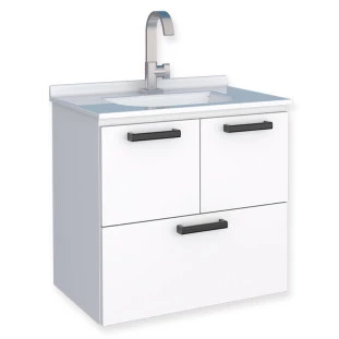 Gabinete Para Banheiro Aço Isis 60 Com Lavatório Louça Cozimax Branco
