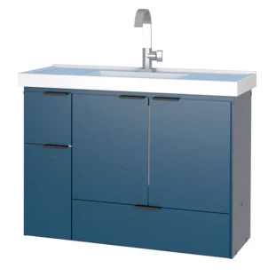 Gabinete Para Banheiro Madeira Orquídea 80 Com Lavatório Cozimax Azul