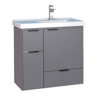 Gabinete Para Banheiro Madeira Orquídea 60 Com Lavatório Cozimax Cinza