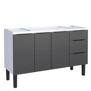 Gabinete de Aço Para Pia 140cm 3 Portas 3 Gavetas Júpiter Cozimax Preto