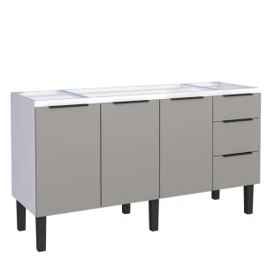 Gabinete de Aço Para Pia 160cm 3 Portas 3 Gavetas Júpiter Cozimax Cinza Argila