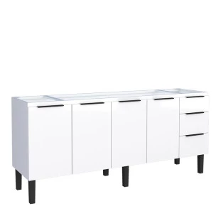 Gabinete de Aço Para Pia 200cm 4 Portas 3 Gavetas Júpiter Cozimax Branco