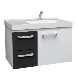 Gabinete Para Banheiro Aço Romã 60 Cozimax Branco/Preto