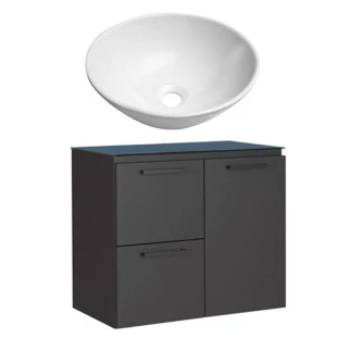 Gabinete Para Banheiro Aço Osiris Preto 60 Com Cuba Cuia Branca Cozimax