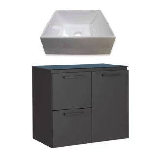 Gabinete Para Banheiro Aço Osiris Preto 60 Com Cuba Prisma Cozimax