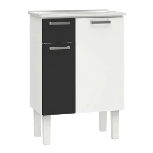 Gabinete Para Banheiro Aço Com Pés Araça 60 Cozimax Branco/Preto