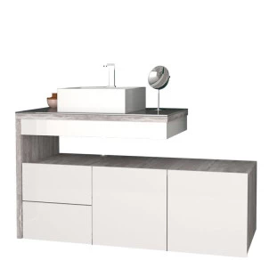 Gabinete com Extensor e Cuba Cubo Aimoré Cozimax Branco/Calcare