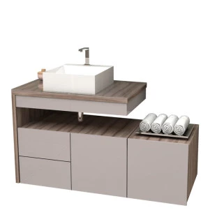 Gabinete com Extensor e Cuba Cubo Aimoré Cozimax Nudi/Tamarindo