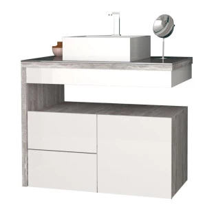 Gabinete Para Banheiro Aimoré 70 Com Cuba Cubo Cozimax Branco/Calcare